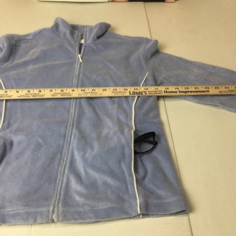 Talbots Petites Blue Velour Track Jacket Zip Front Y2K Casual Size S